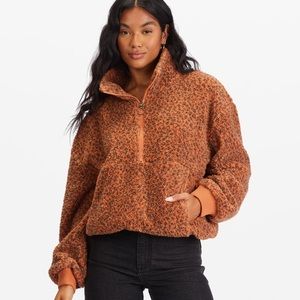 Billabong Time Off Half-Zip Faux Fur Pullover Large